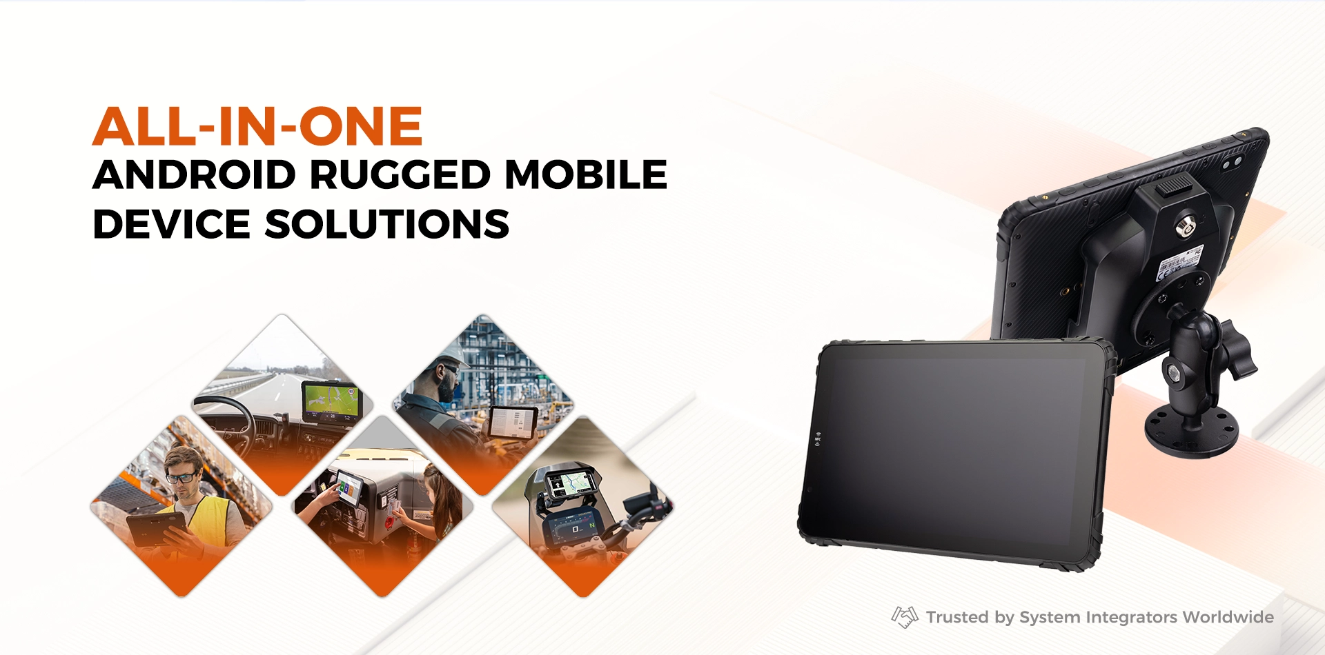 Rugged Android tablets for fleet management, field operations, and warehouse logistics.