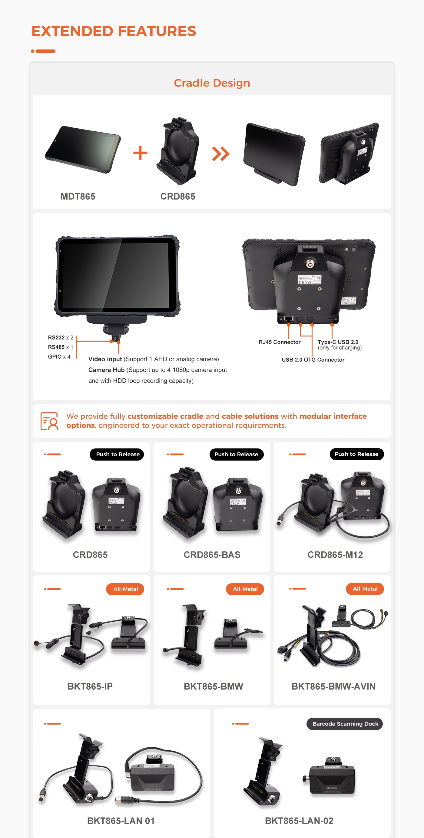 MDT865 Vehicle Mount Solution with Docking Cradle