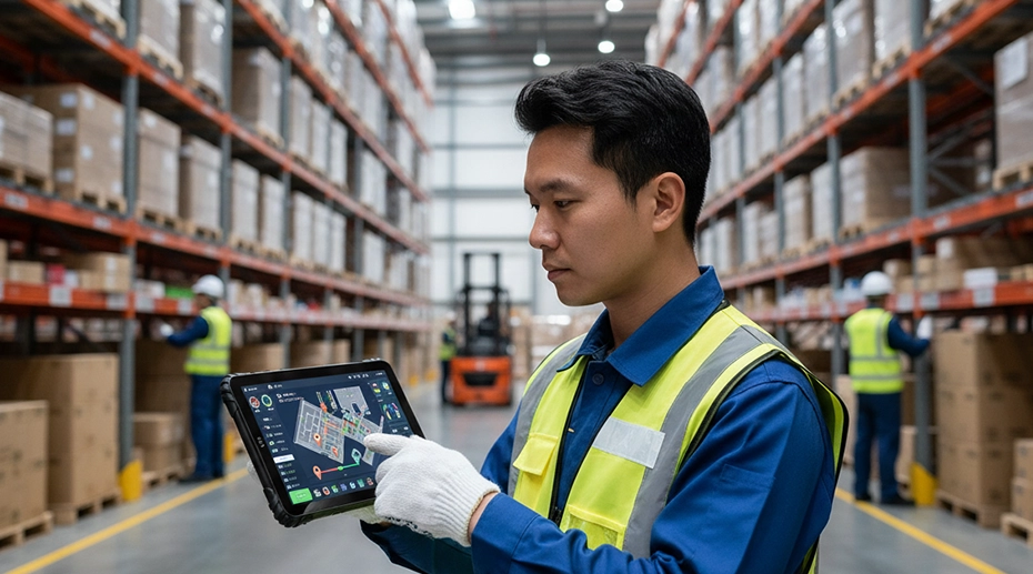 warehouse tablet with barcode sanner