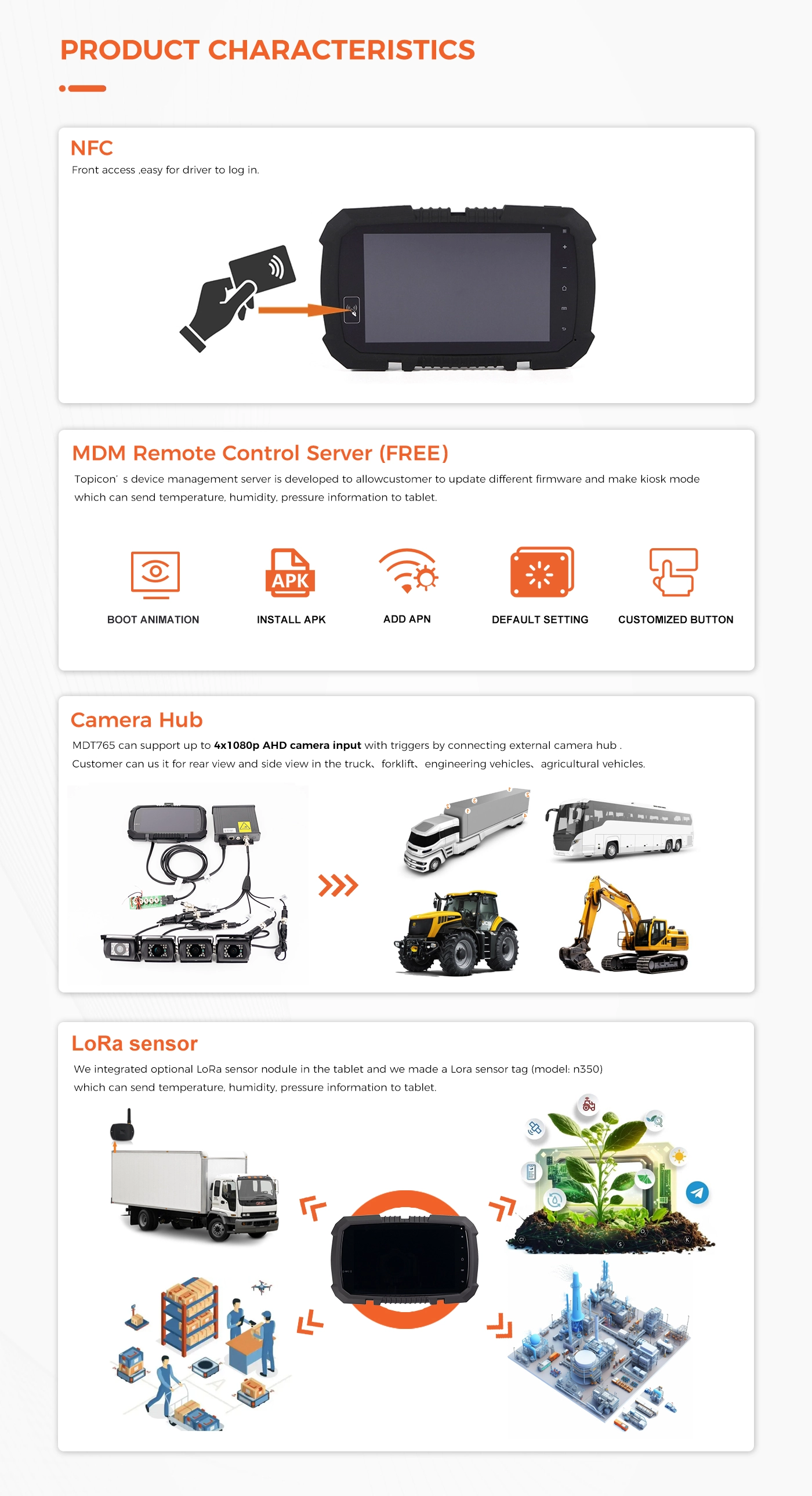 MDT765 ports view showing GPIO RS232 USB and SIM slot for connectivity