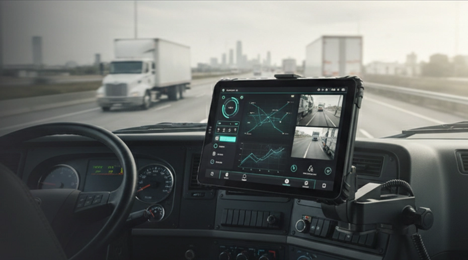tablet and GPS in truck