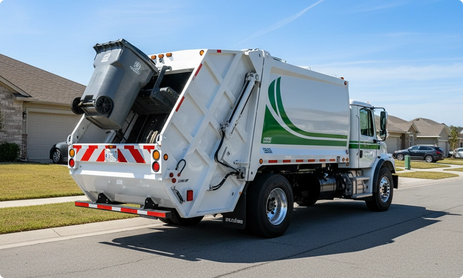 garbage truck fleet operating in urban waste collection environment
