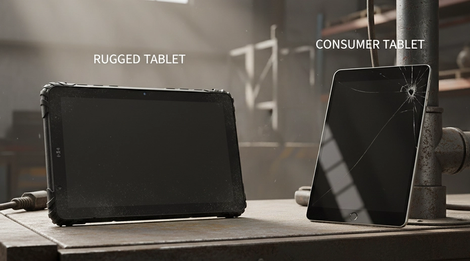 Consumer tablet vs rugged tablet in harsh manufacturing environments