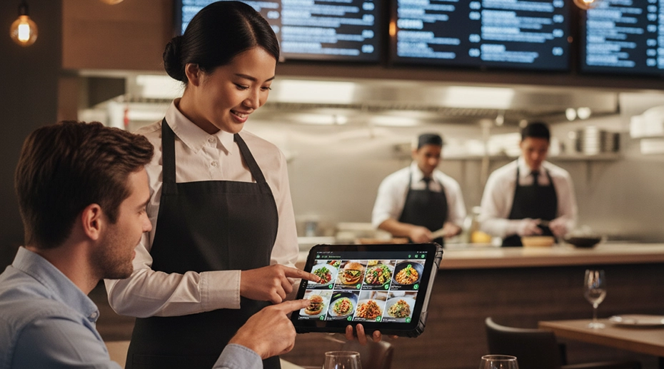 Tablet-based ordering system in cafe or restaurant