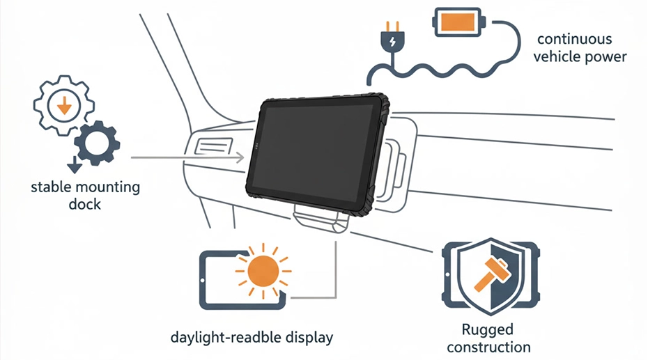 Core hardware requirements for an ELD-compliant tablet