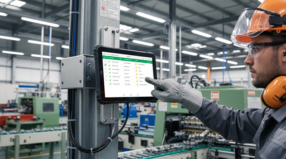 Rugged tablets used on a manufacturing production line for factory operations