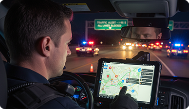 mobile data terminal installed in vehicle