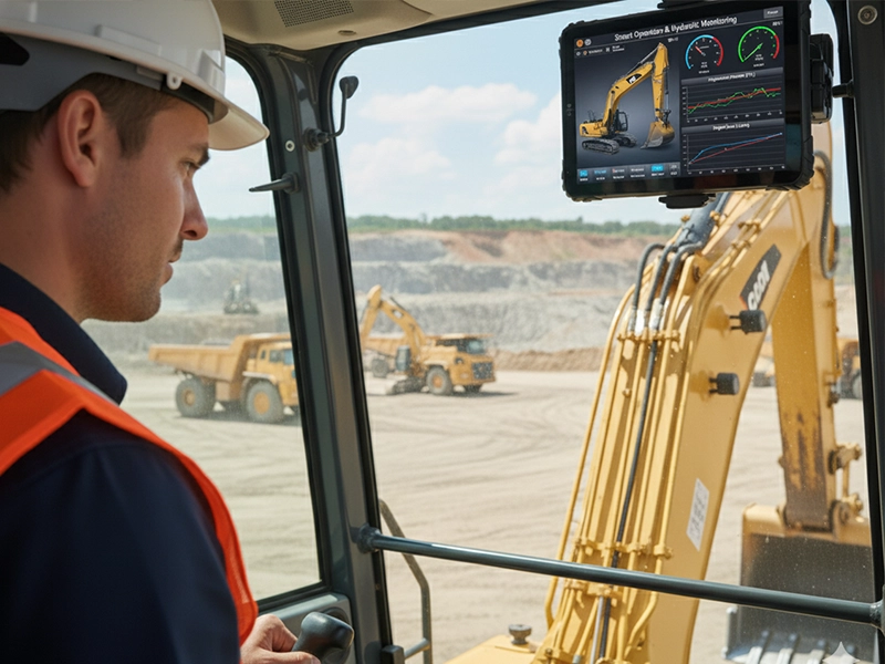 Industrial rugged tablet used in construction fleet vehicles for job site coordination