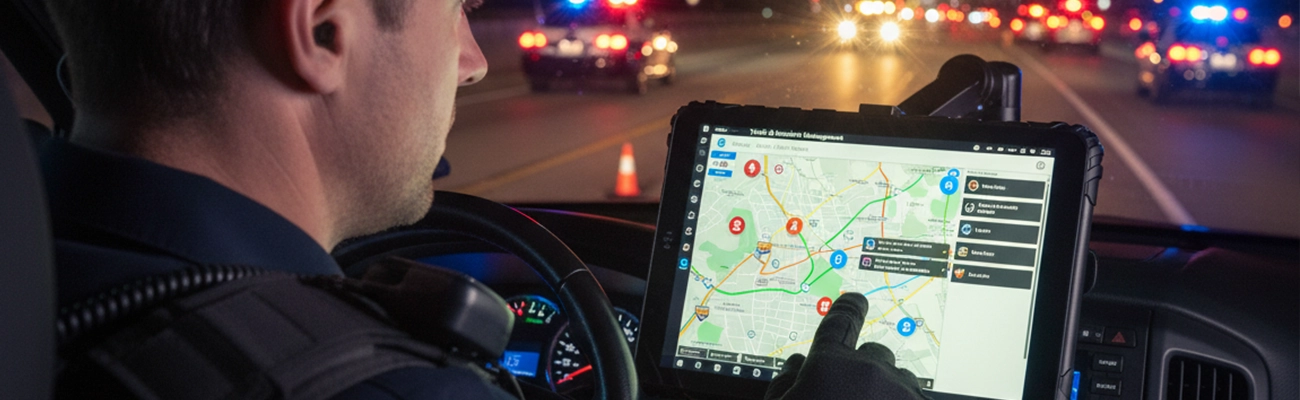 vehicle mounted mobile data terminal used in fleet operations