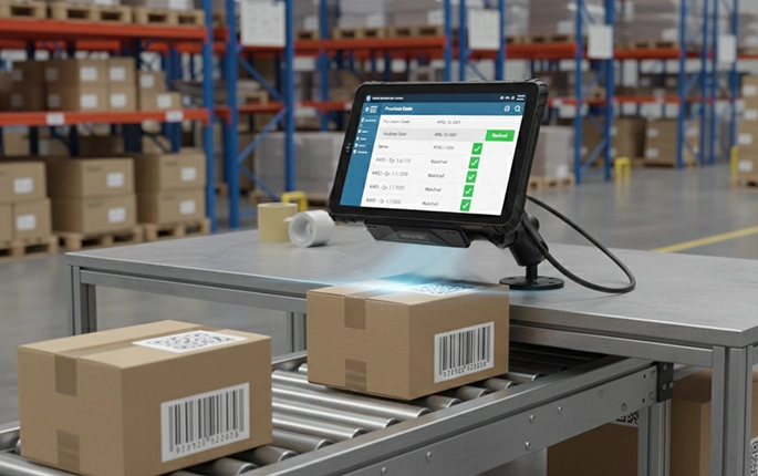 tablet used for warehouse order picking and packing operations