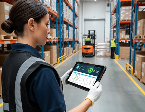 warehouse logistics operations with rugged tablets for inventory management
