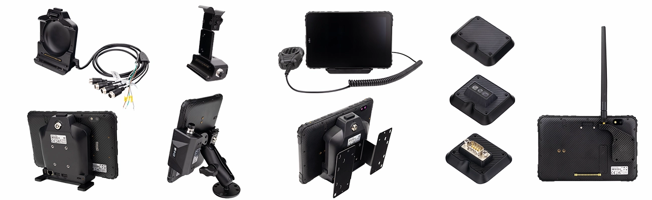 Industrial Android rugged tablet with reinforced housing and vehicle mounting support