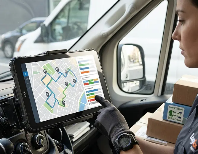Delivery driver with rugged tablet