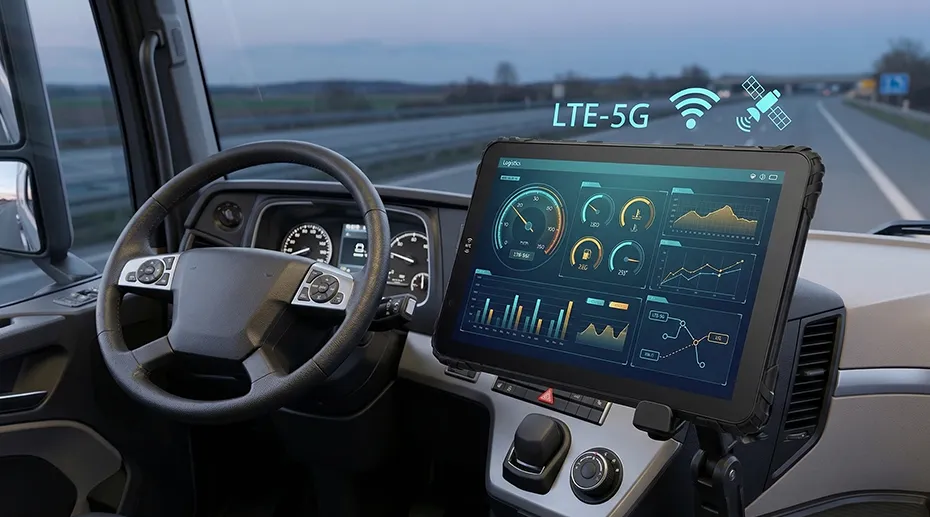 vehicle telematics system with rugged tablet and communication data visualization