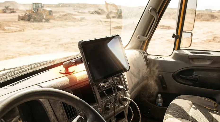 rugged tablet operating in high temperature truck cabin environment