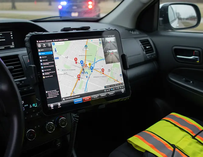 GPS tracking tablet in vehicle