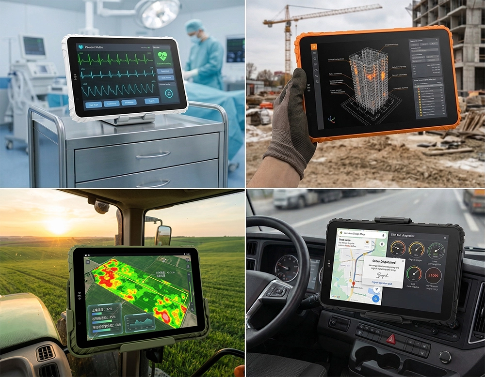 Flexible OEM services for rugged tablets showing color customization, logo printing, and interface tooling for B2B industrial brands