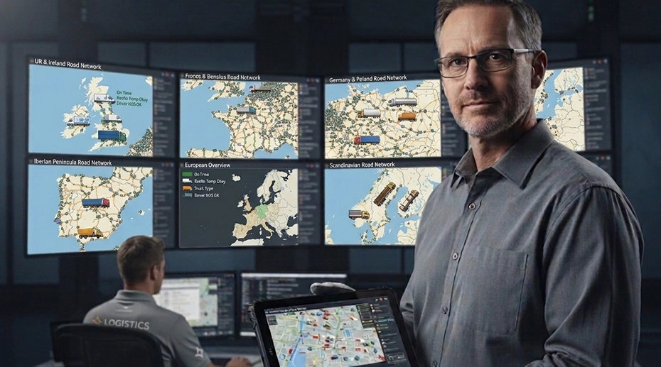 Fleet visibility dashboard on dispatch tablet