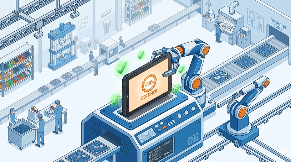 Pre-certified hardware diagram showing RF testing EMC safety standards already validated for OEM tablet deployment Pre-certified hardware diagram showing RF testing EMC safety standards already validated for OEM tablet deployment