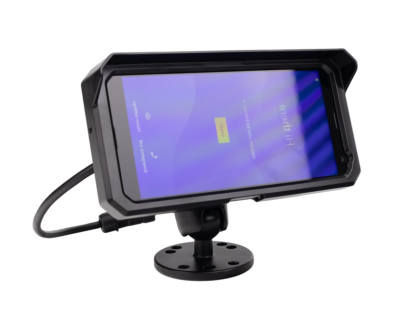 Sunshield cap for MDT665 rugged handheld tablet with RAM mount compatibility for vehicle dash installation