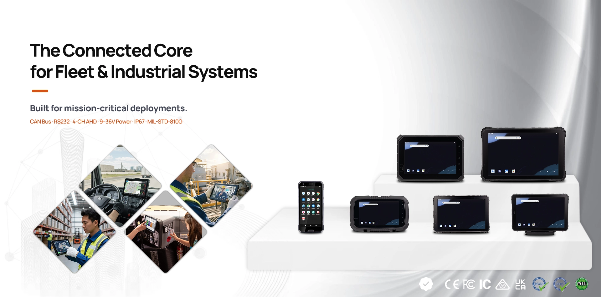 TOPICON Rugged Android Tablets and MDTs for Fleet and Industrial Systems - CAN Bus RS232 IP67