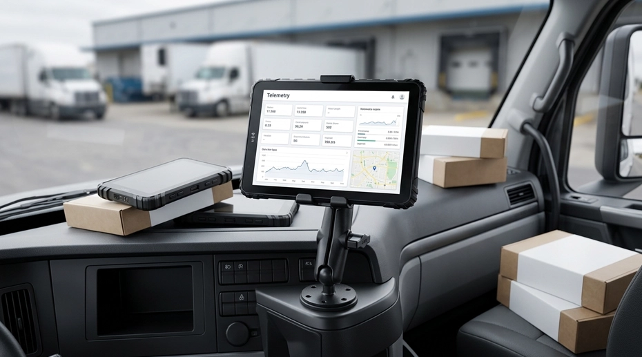 White-label rugged fleet tablet as recurring revenue platform for system integrators and telematics providers