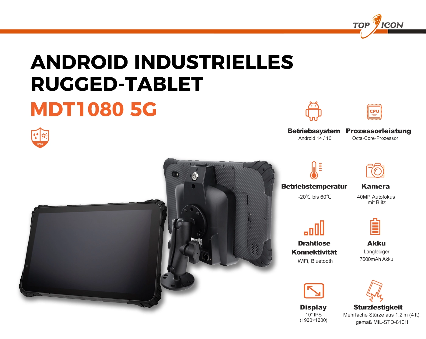 MDT1080 5G robustes Android-Fahrzeugcomputer für Flottentelematik