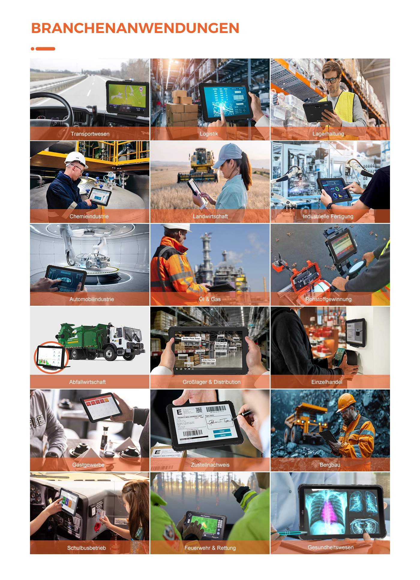 MDT1080 robustes Android-Tablet Display mit Flottenmanagement-Anwendung