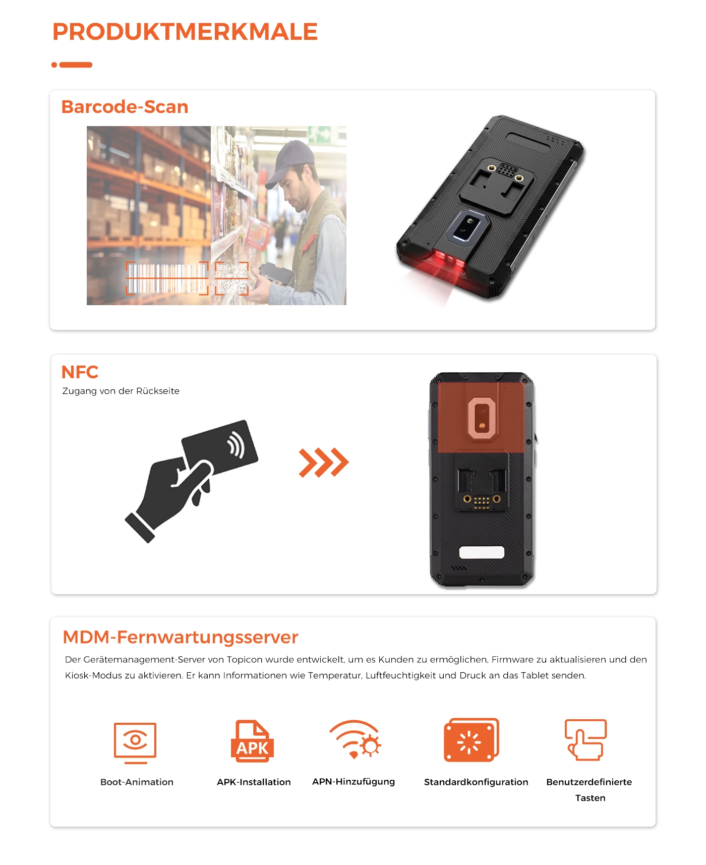 MDT680 5G robustes Handheld mit handschuhfreundlichem Touchscreen und sonnenlichtlesbarem Display für Feldeinsätze