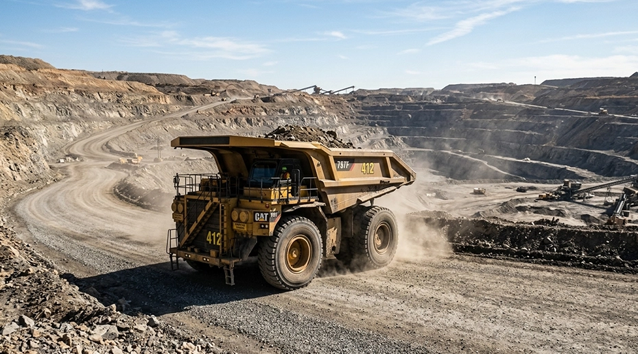 Rugged tablet mounted in mining haul truck cab with external GNSS antenna for continuous position tracking